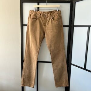[34] J Brand Men’s Kane Slim Straight Leg Tan Beige Thick Structured Denim Jean
